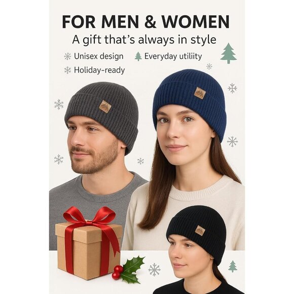Merino Wool Beanie Hat Unisex Large Size Warm Soft Knit Winter Accessory main image 9